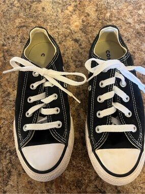Converse Kids Black Canvas Low-Top Sneakers with White Laces